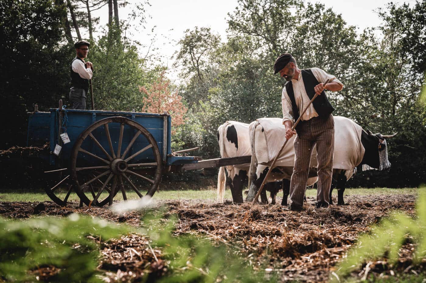 Labourage à la main par le maraîcher de Marquèze