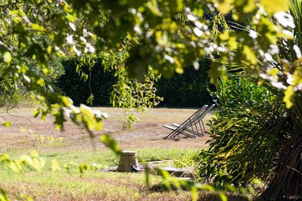 Grand jardin avec espace ombragé